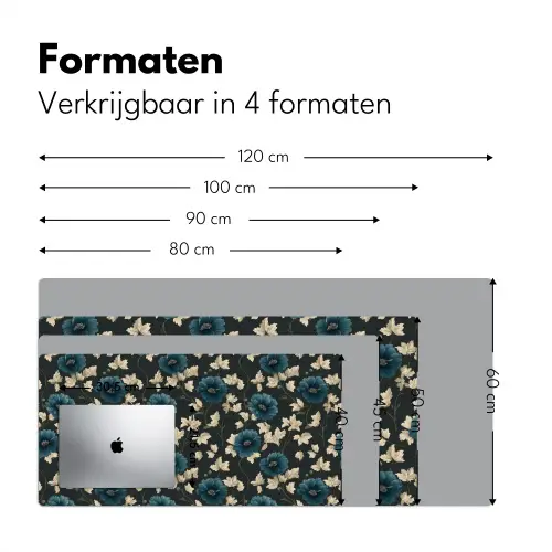 Botanisch - Bloemen - Blauw Muismat XXL klein 681 -sfeer5