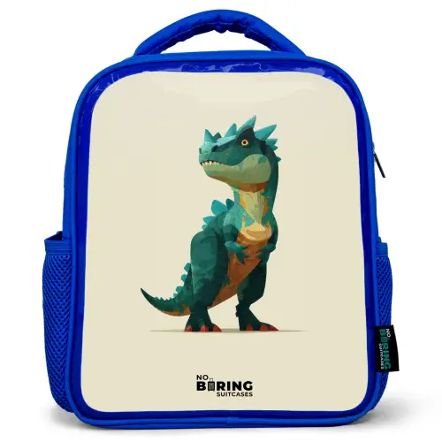 Dino - Dier - Groen Kinderrugzak - Blauw middel -3d