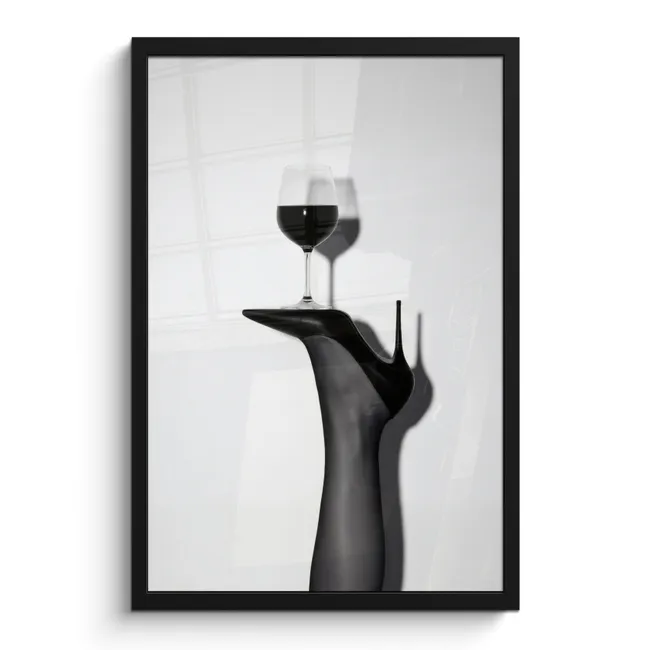 Poster met lijst - Hak - Wijn - Minimalistisch - Zwart