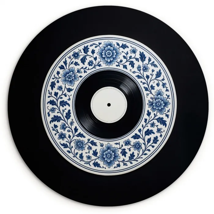 Vinyl - LP - Delfts Blauw - Muziek Wandcirkel kunststof plaat 5mm dik klein -3d