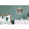 Wereldkaart - Geborduurd - Aardetinten Wandcirkel aluminium klein -slaapkamer