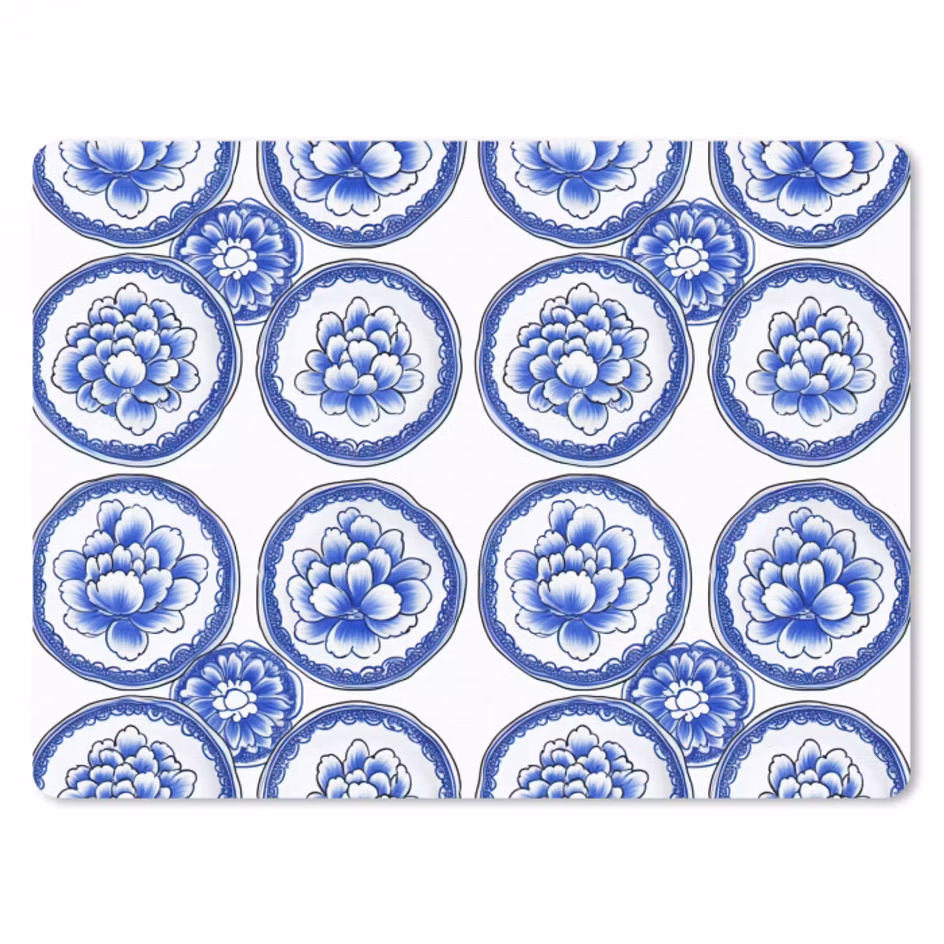 Cirkels - Bloemen - Blauw muismat rubber klein 262 -3d