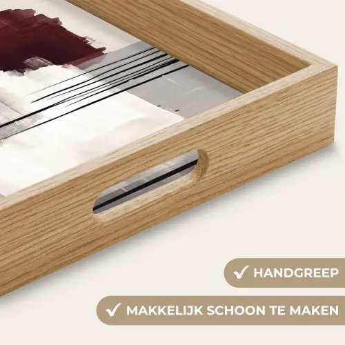 Penseelstreken - Abstract - Lijnen - Rood Dienblad Rechthoek middel -USP_HandgreepNL