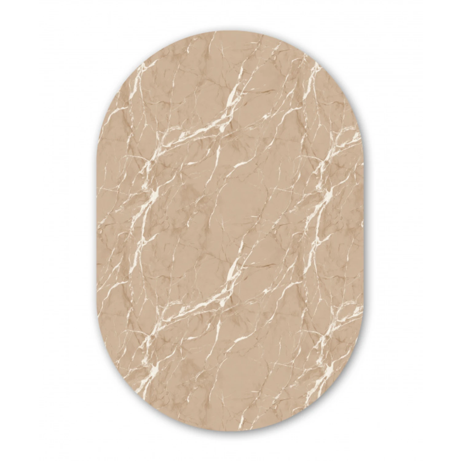 Beige - Marmer - Organisch - Wit Wandcirkel Ovaal Forex klein 630 -3d