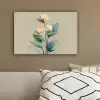 Paradijsvogelbloemen - Blauwgroene bladeren - Beige canvas 2cm klein -sfeer3