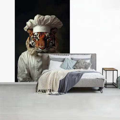 Tijger - Kokskleding - Bruin fotobehang vinyl groot -slaapkamer