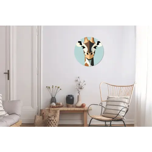 Giraffe - Illustratie - Bruin - Minimalistisch Wandcirkel aluminium klein -woonkamer