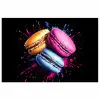 Macarons - Dessert - Graffiti - Kleurrijk - Roze - Blauw - Geel poster papier klein -3d