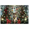 Kerstfeest - Dennenbos - Rood poster papier klein -3d