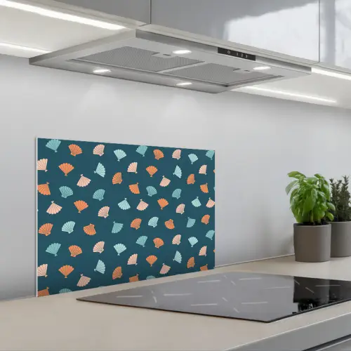 Zee - Dieren - Donkerblauw - Schelpen keuken achterwand spatscherm klein 900 -3d_schuin