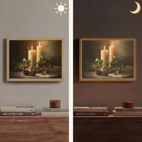 Kaarslicht - Kerst - Veelkleurig Light Box met batterij (Wandlamp) middel -sfeer3