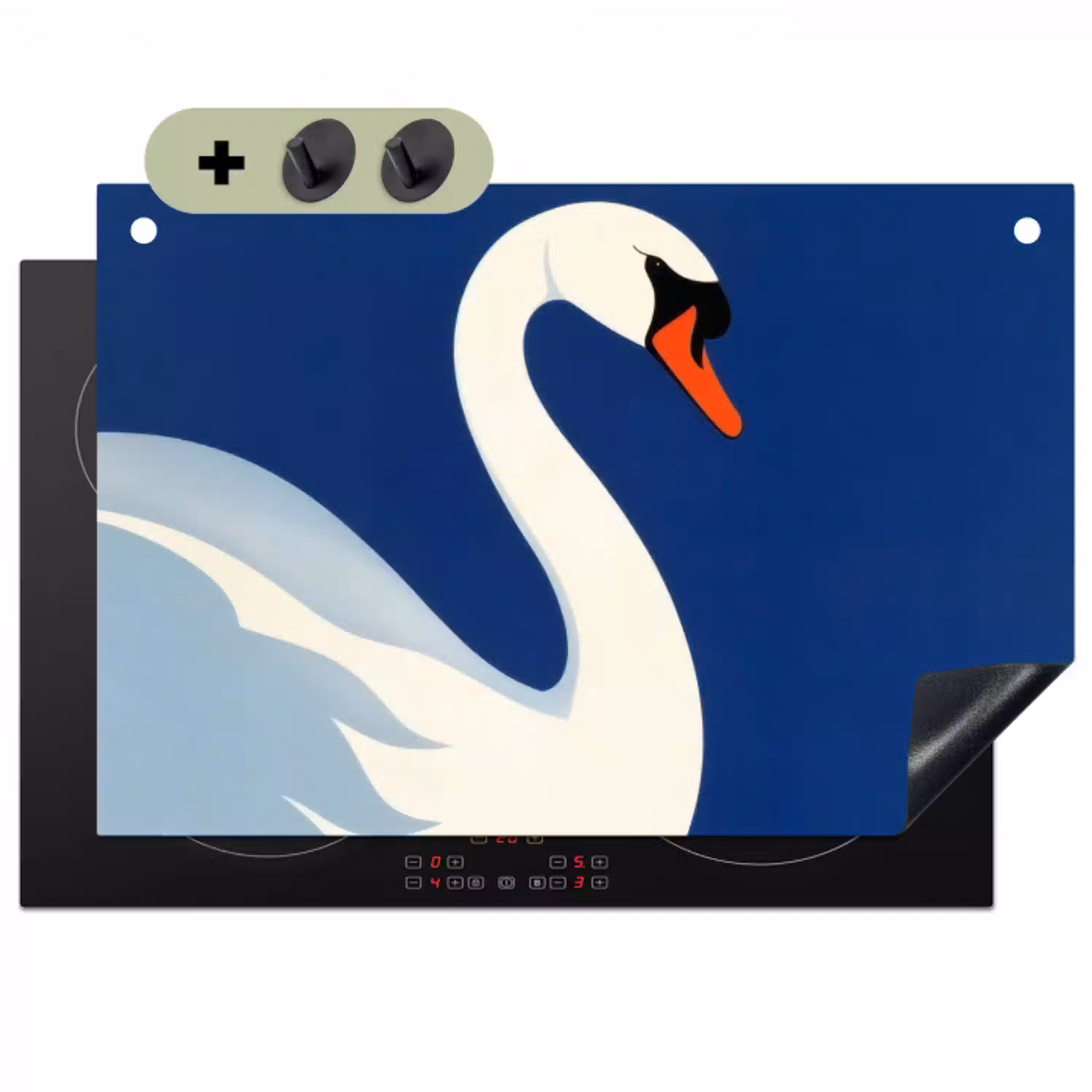 Zwaan - Wit - Snavel - Illustratie Inductie beschemer met haakjes klein -3d