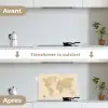 Wereldkaart - Realistisch - Beige keuken achterwand spatscherm klein -voor_na_FR