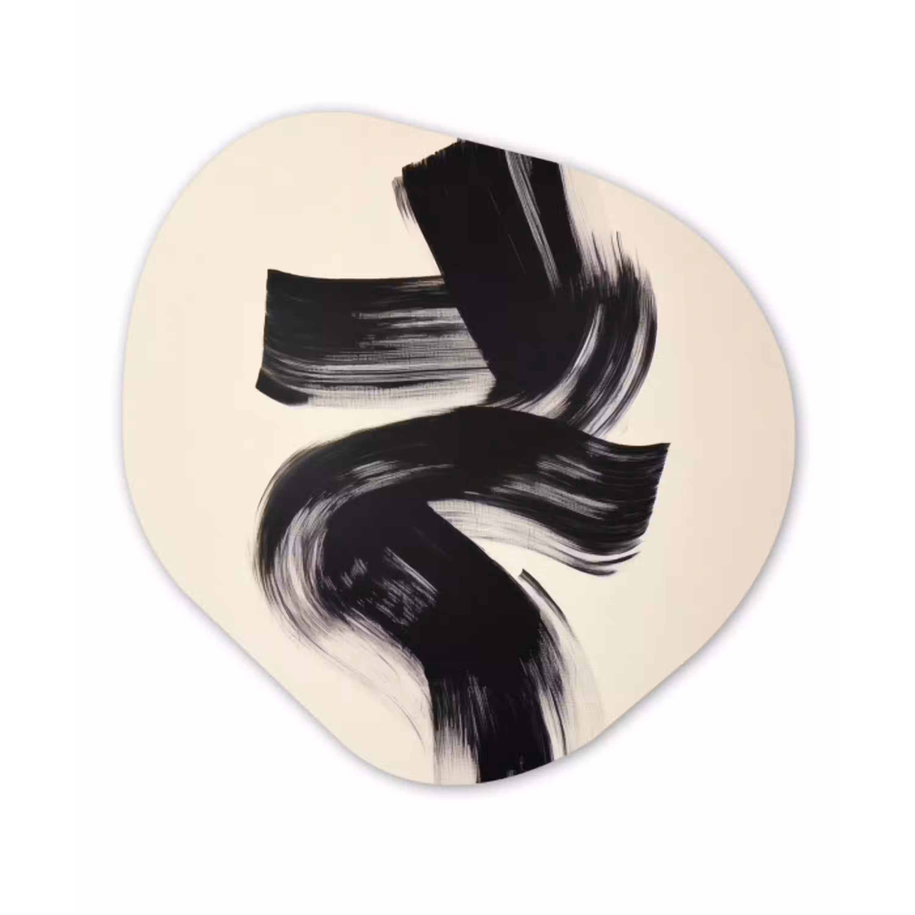 Strepen - Zwart - Abstract Wandcirkel Organisch Aluminium middel -3d
