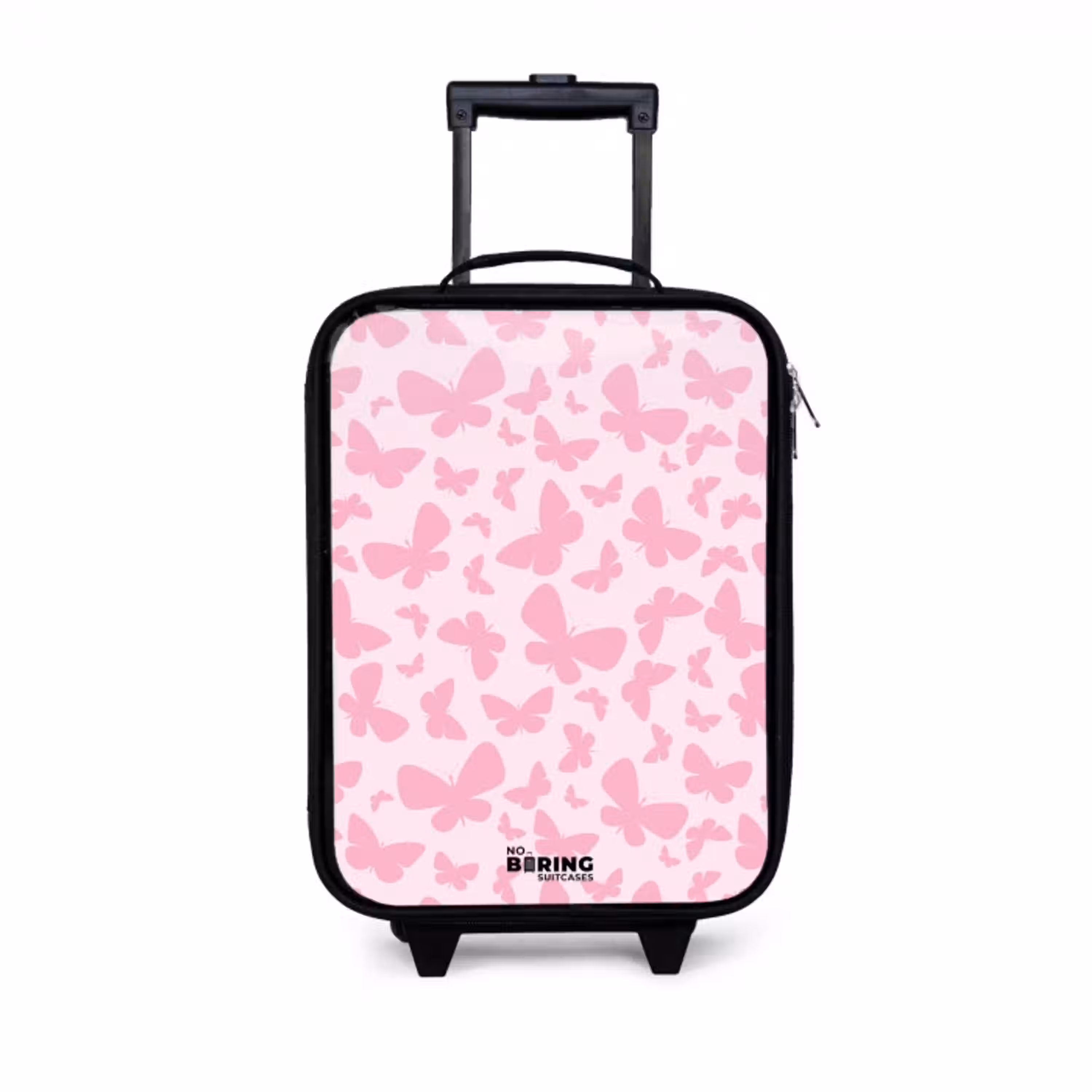Roze vlinders Kinderkoffer - Zwart klein -3d