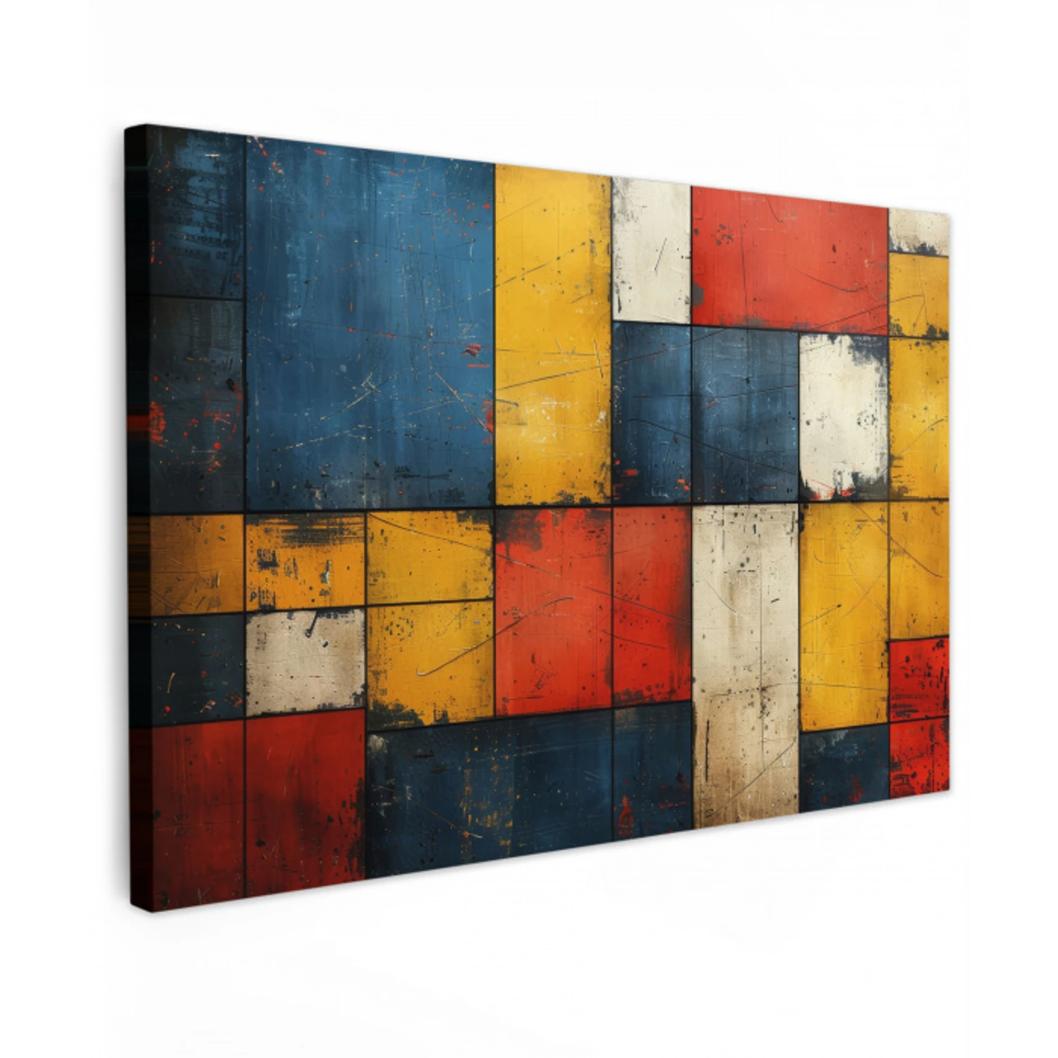 Vintage - Kunst - Blauw - Rood - Modern canvas 2cm klein -z3d