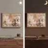 Buddha - Bloem - Goud - Roze - Abstract Light Box met batterij (Wandlamp) middel -sfeer3