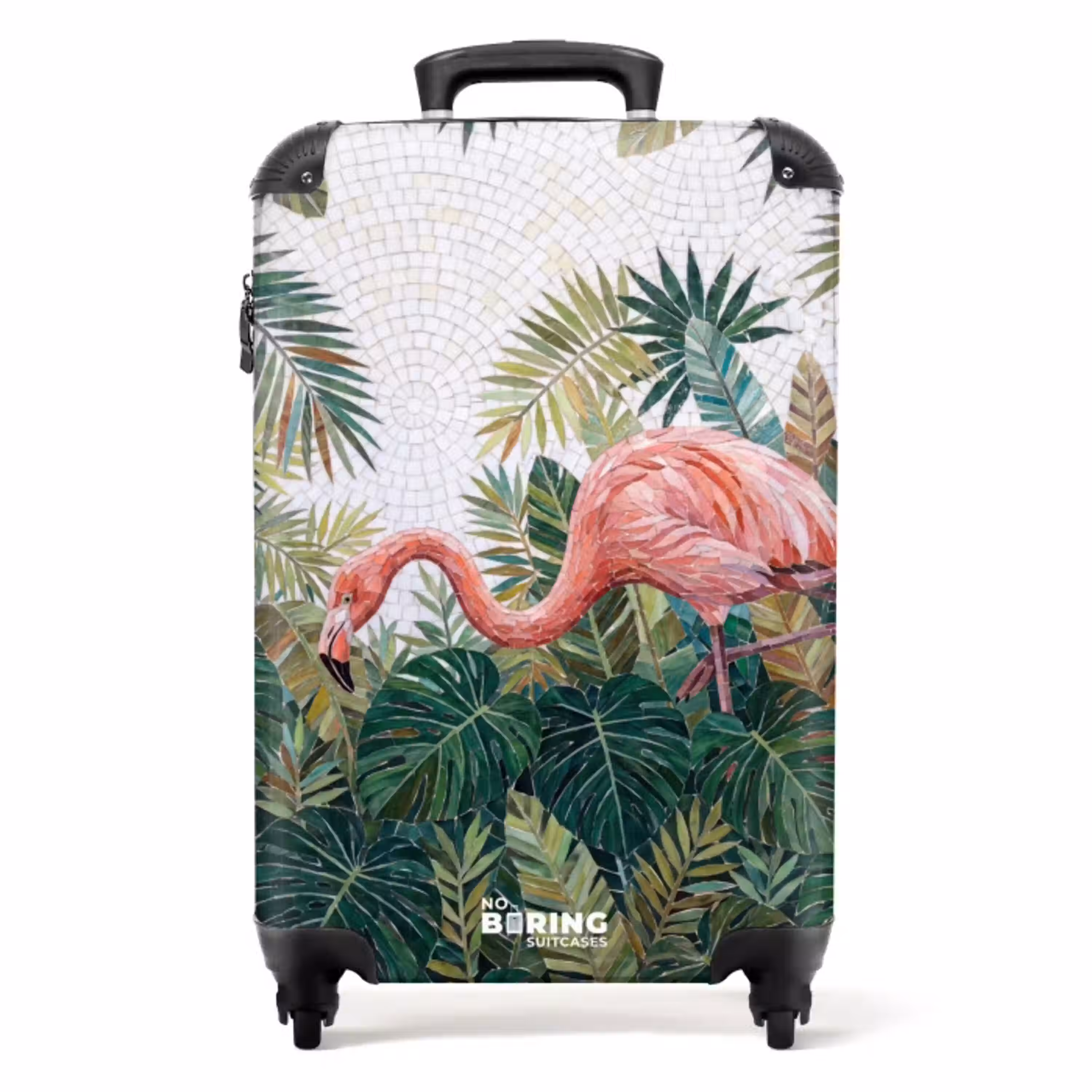 Natuur - Bladeren - Abstract - Groen - Vogel NBS - Handbagage koffer - Volwassenen Unisex middel -productfoto_recht