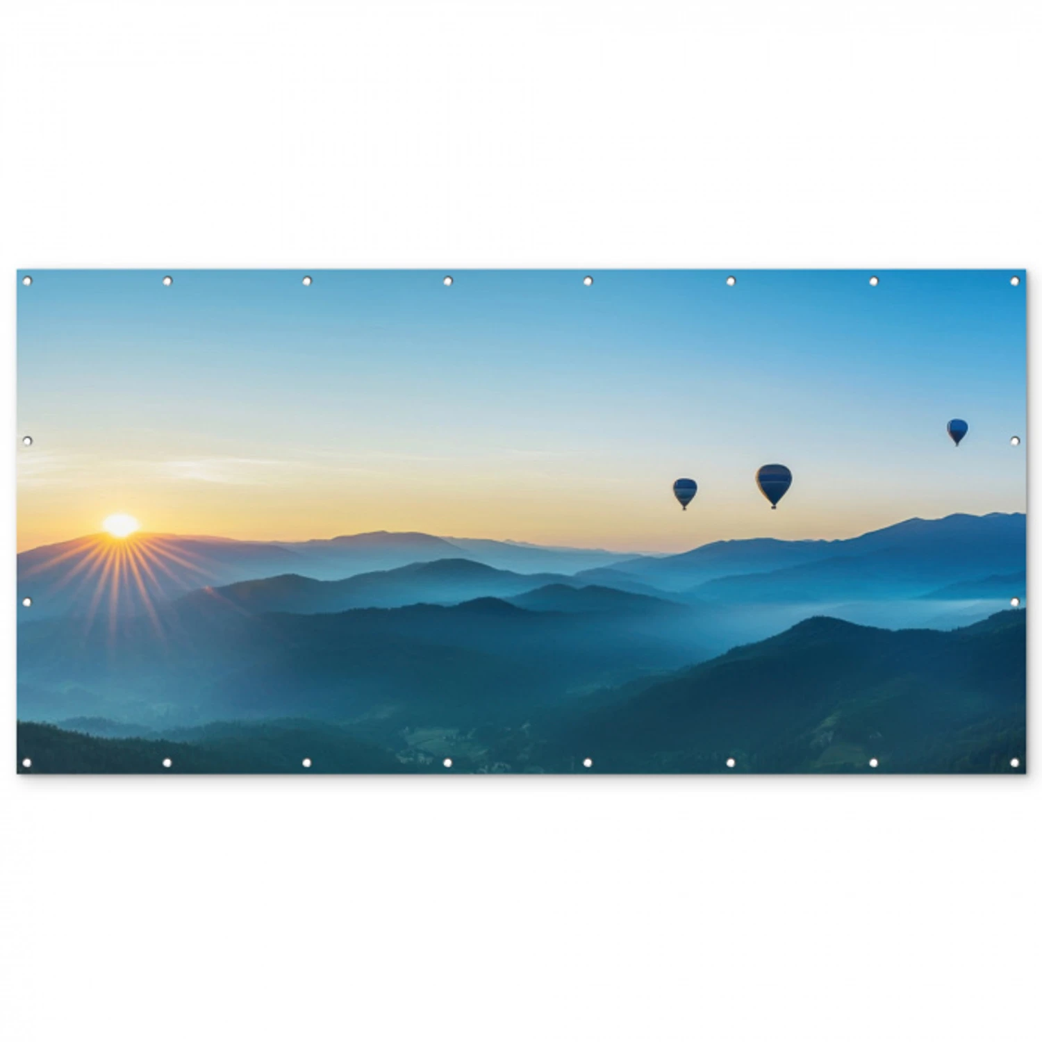 Luchtballonnen - Bergen - Zonsopgang - Landschap Balkonbeschermer Duitsland klein -zz_3d