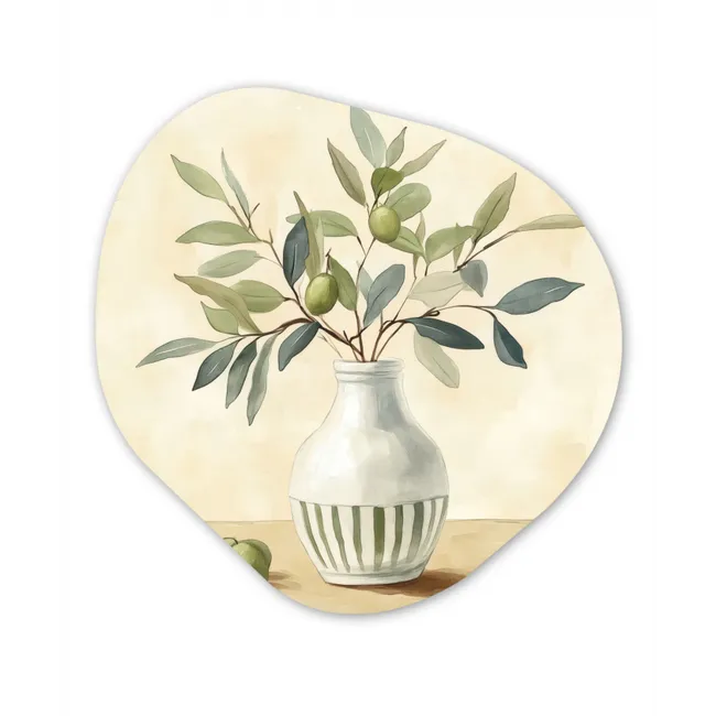 Vaas - Keramiek - Olijftakken Wandcirkel Organisch Forex 3mm klein -3d