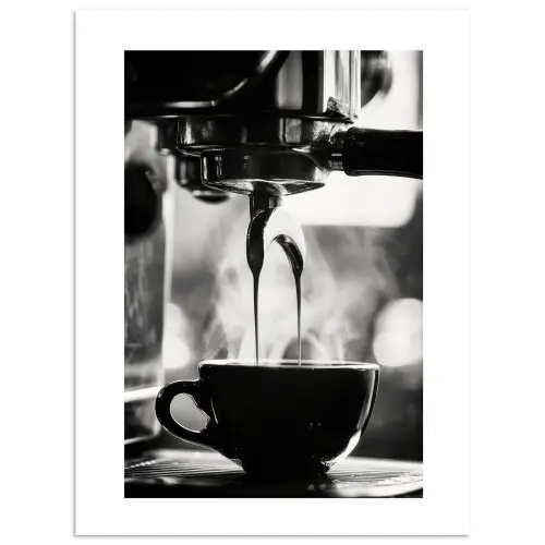 Coffee - Espresso - Koffiemachine - Kop poster papier klein -3d