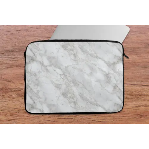Grijs - Wit - Marmer laptophoes neopreen klein 279 -tafel