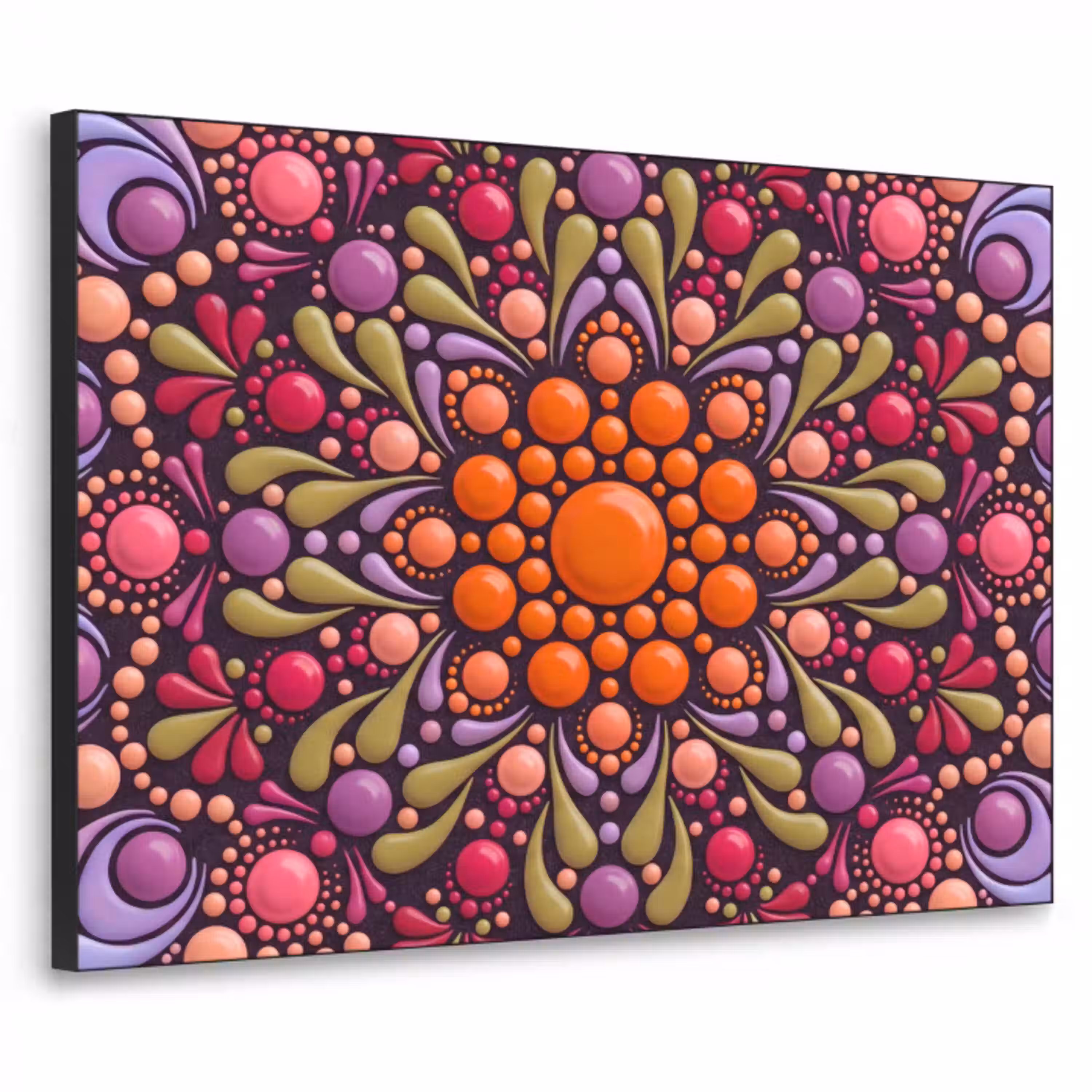 Patroon - Stippen - Abstract - Modern - Kleurrijk Textielframe zwart klein -3d