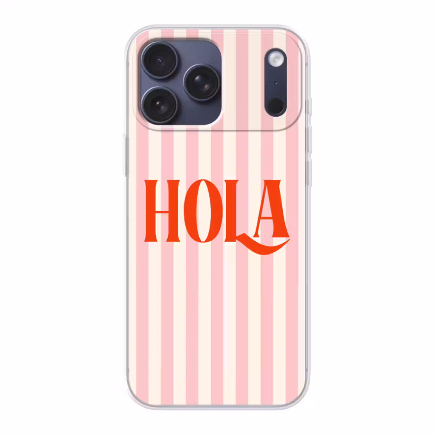 Telefoonhoesje Softcase - Hola - Quote -  Strepen - Pastel - Roze - Rood - Wit