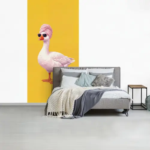 Eend - Zonnebril - Geel fotobehang vinyl groot -slaapkamer