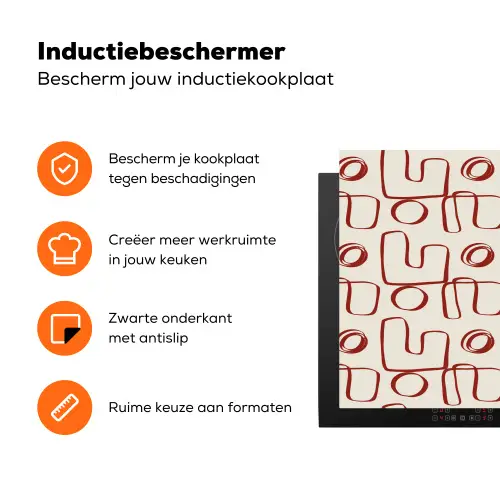 Abstract - Patroon - Beige - Rood Inductie beschermer vinyl 3mm klein 276 -zzzzzzz-td-ups