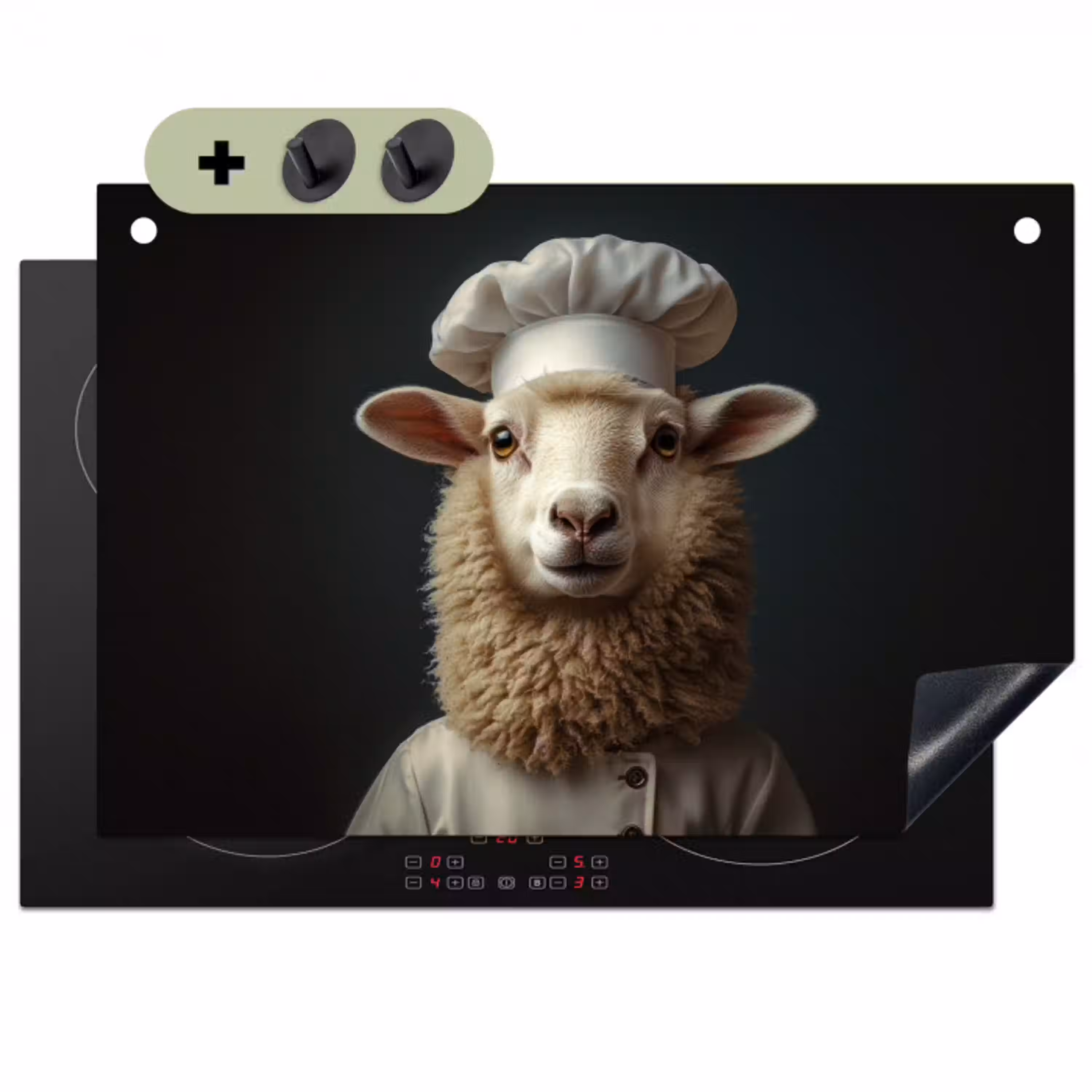 Schaap - Wol - Kok Inductie beschemer met haakjes klein -3d