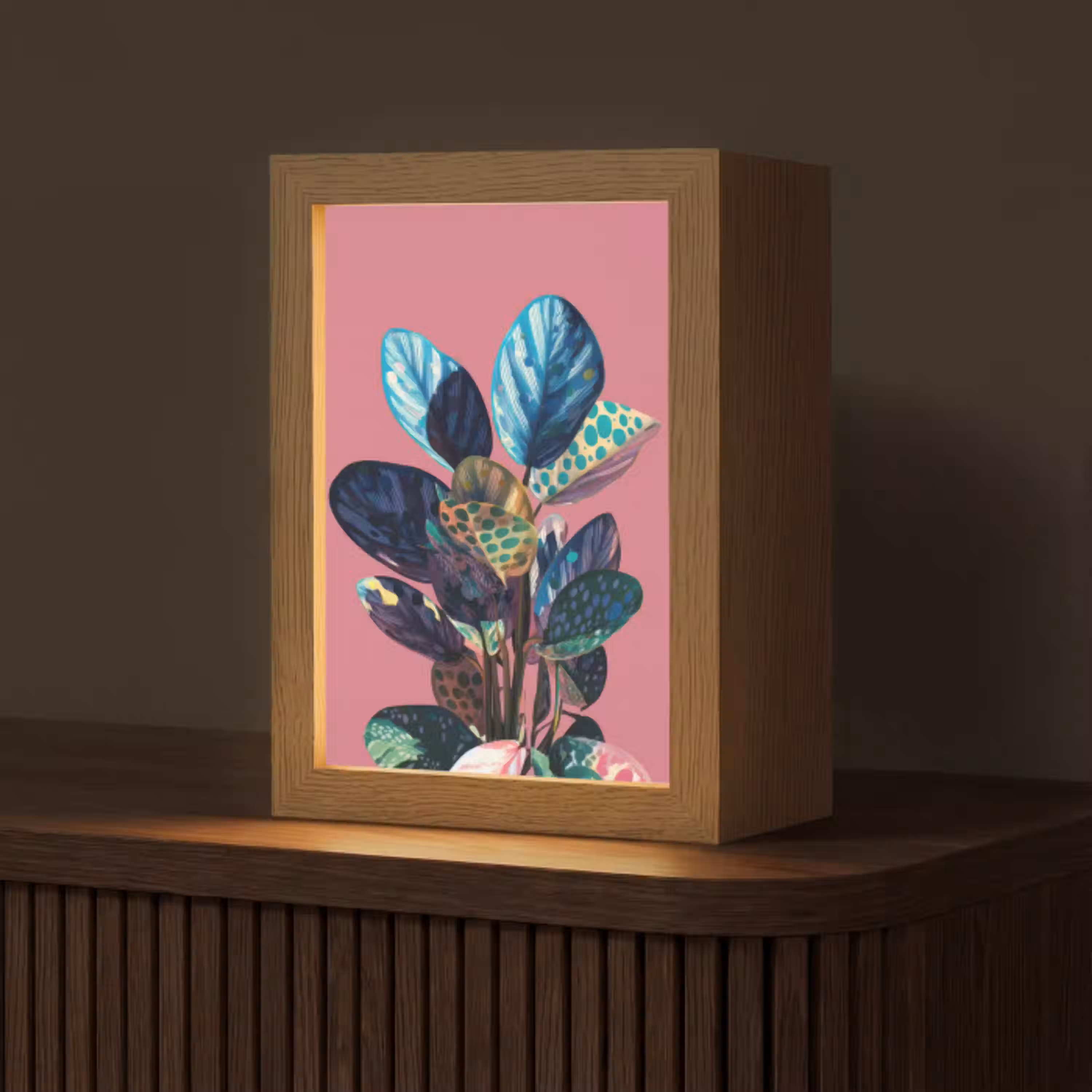 Plant - Bladeren - Stippen - Abstract Light Box met kabel (Tafellamp) klein -z3d_website