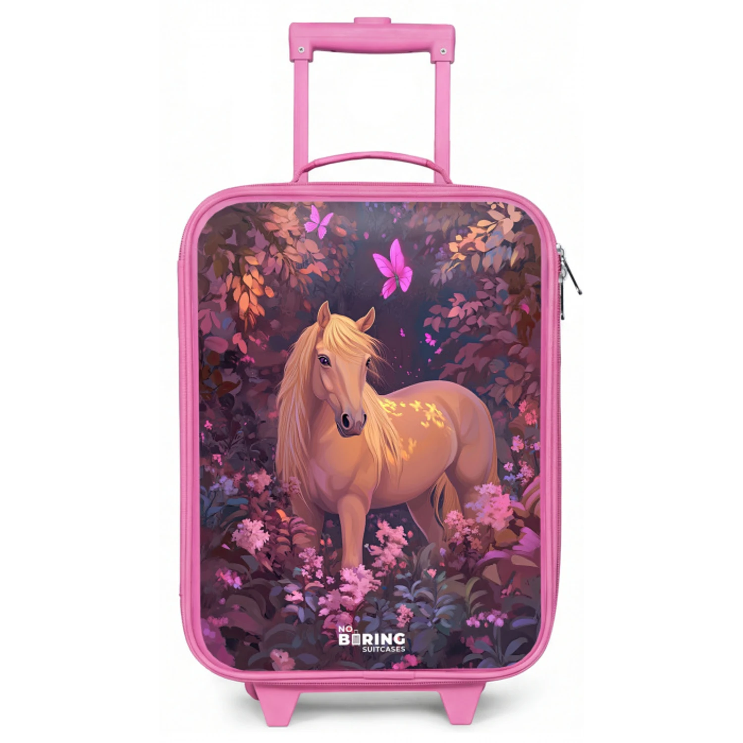 Paard - Bloemen - Paars - Vlinder Kinderkoffer - Roze klein -zz3dotto