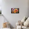 Bloemenpracht op Zwarte Achtergrond Tuinposter op houten frame 2 cm dik klein -sfeer1
