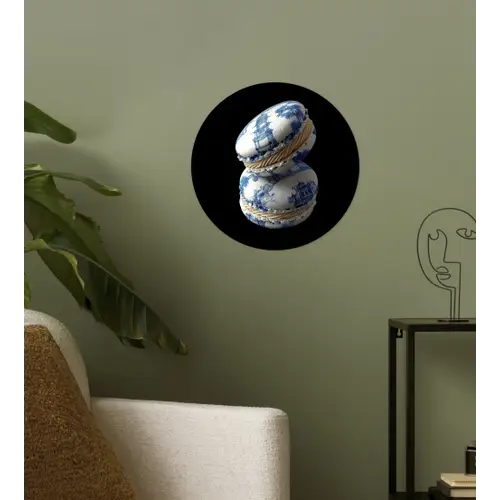 Eten - Macarons - Delfts blauw - Koekjes Wandcirkel behangsticker klein -sfeer2