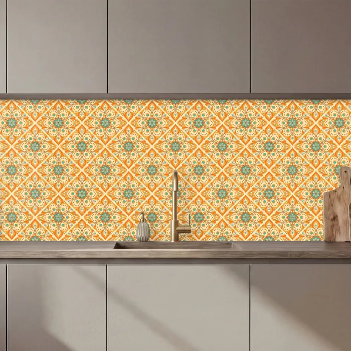 Mandala - Boho - Bloemen - Oranje - Patroon keuken achterwand 2 middel 871 zz_3dshopping