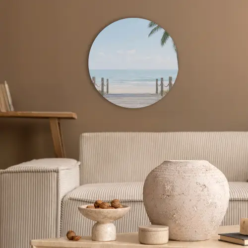 Palmbomen - Pad - Horizon Akoestische PET Vilt - Rond klein -sfeer1