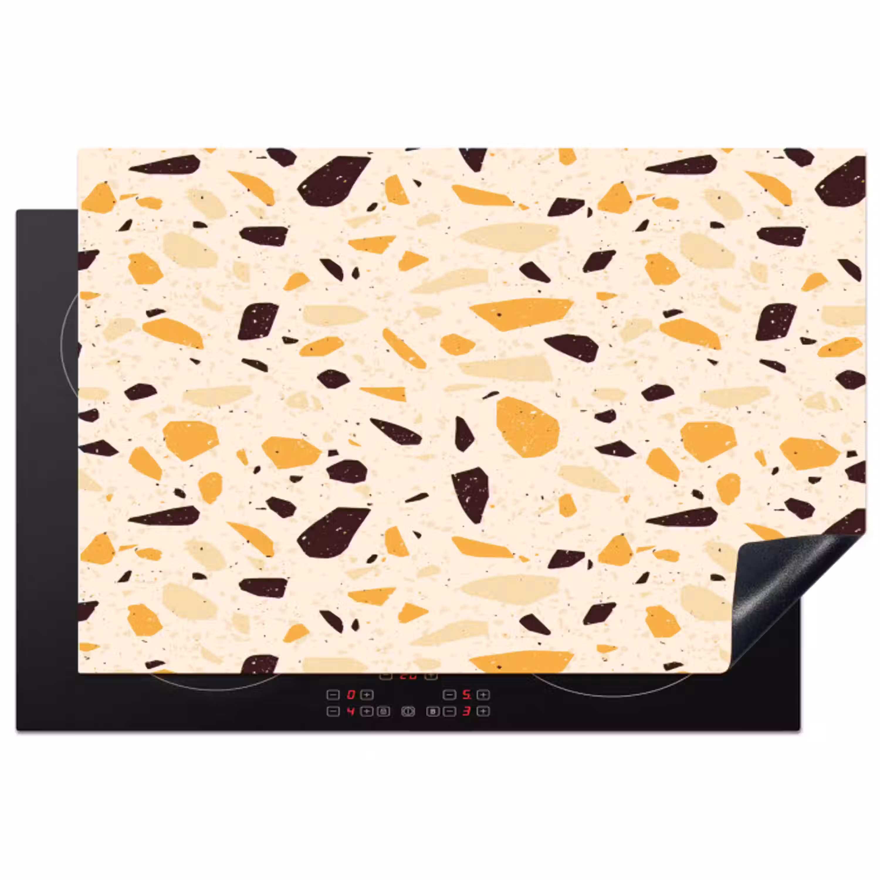 Terrazzo -  Patroon - Geel - Inductie beschermer vinyl 3mm klein 276 -3d