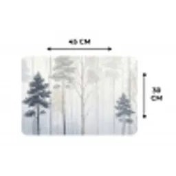 Bos - Bomen - Mist - Natuur - Illustratie - Grijs Placemat vinyl groot -specs