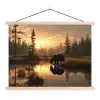 Beer - water - Bos - Ochtendlicht textielposter latten blank klein -3d