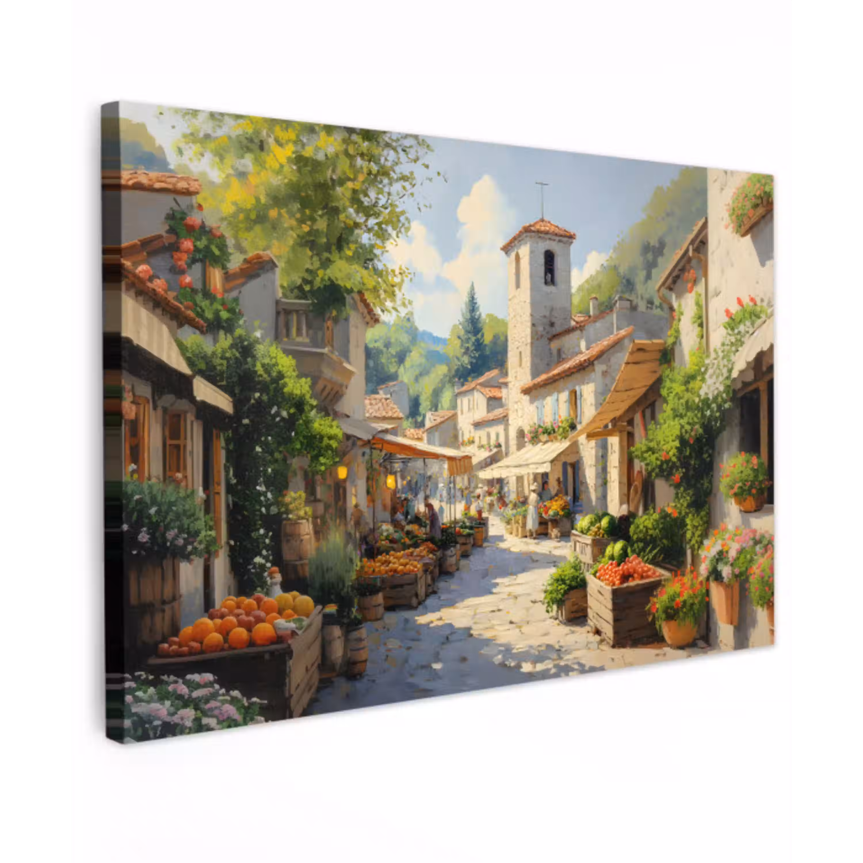 Dorp - Zon - Kraampjes - Huizen canvas 2cm klein -z3d