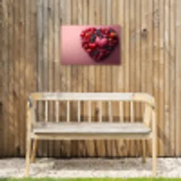 Fruit - Hartjes - Aardbeien - Frambozen - Bosbessen Tuinposter op houten frame 2 cm dik klein -sfeer4