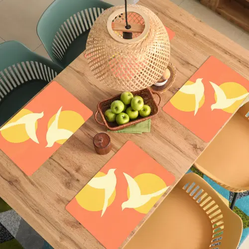 Vogels - Cirkels - Geel Placemat vinyl groot -zzsfeer5_Kitchenyeah-website