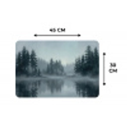 Bos - Meer - Mist - Natuur - Grijs Placemat vinyl groot -specs
