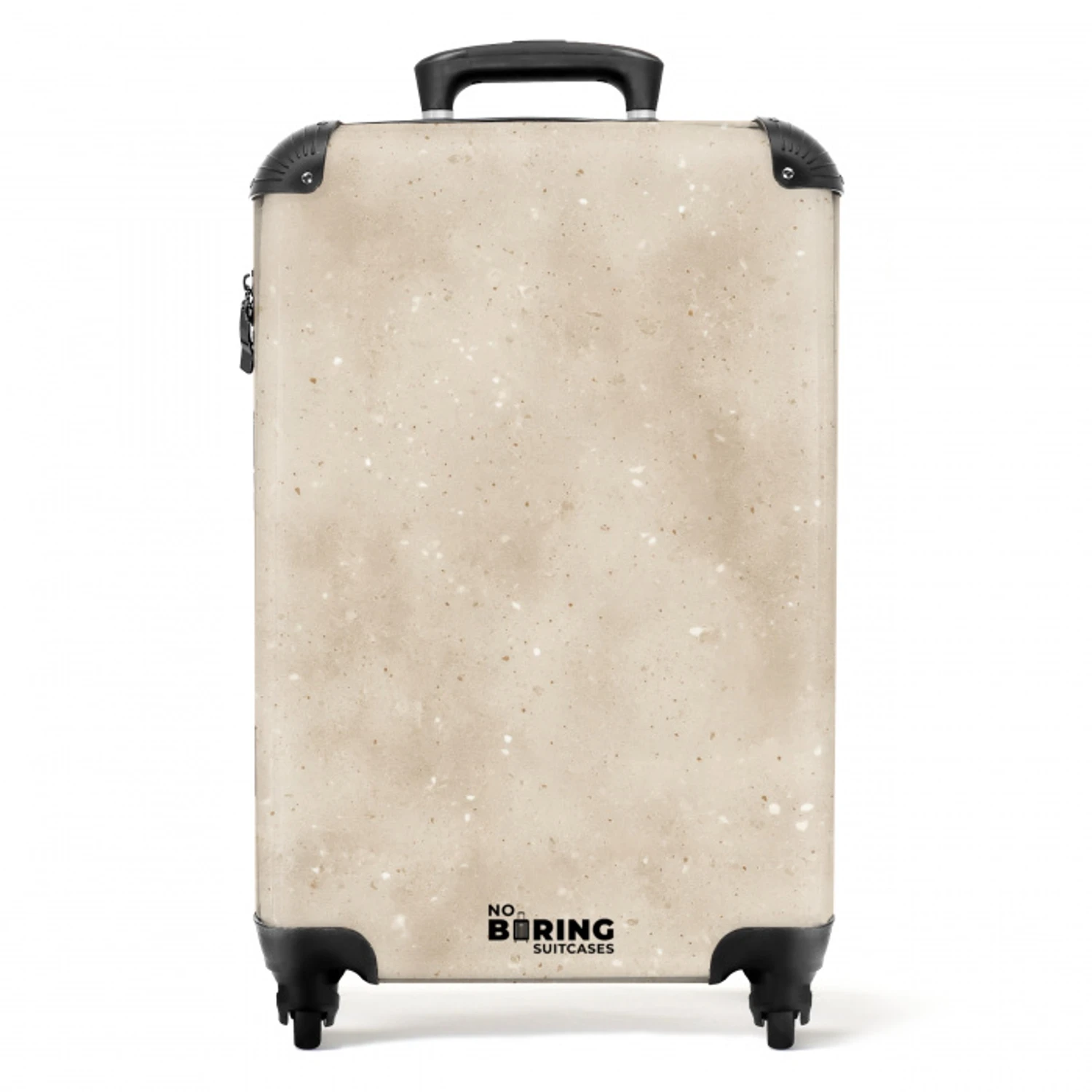 Structuur - Spikkels - Beige NBS - Handbagage koffer - Volwassenen Unisex middel -productfoto_recht