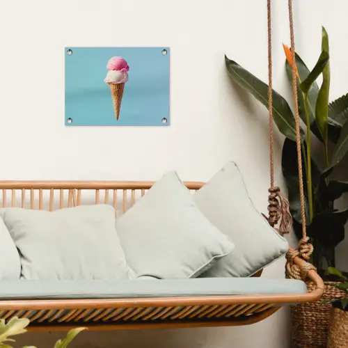 Bolletjes - Schepijs - Hoorntje - Blauw tuinposter los doek klein -sfeer7