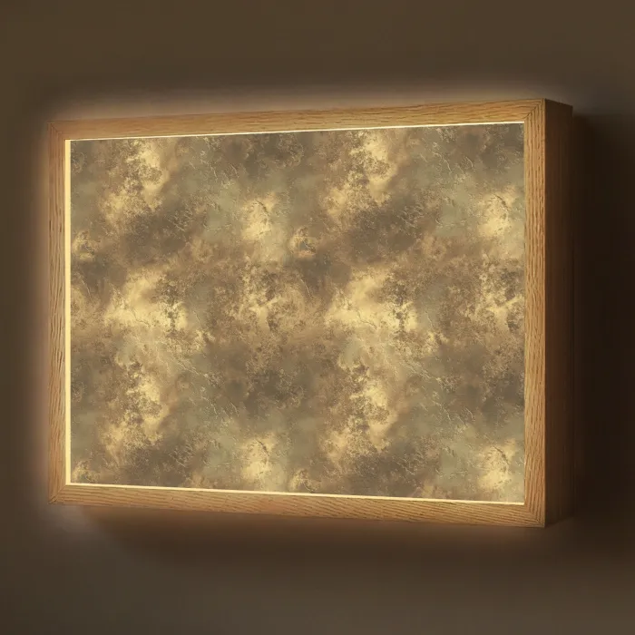 Antiek - Metaallook - Goud Light Box met batterij (Wandlamp) middel 907 -z3d_website