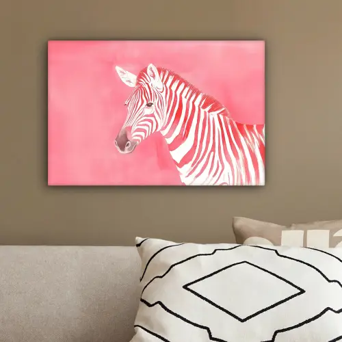 Zebra - Pink - Verf canvas 2cm klein -sfeer3