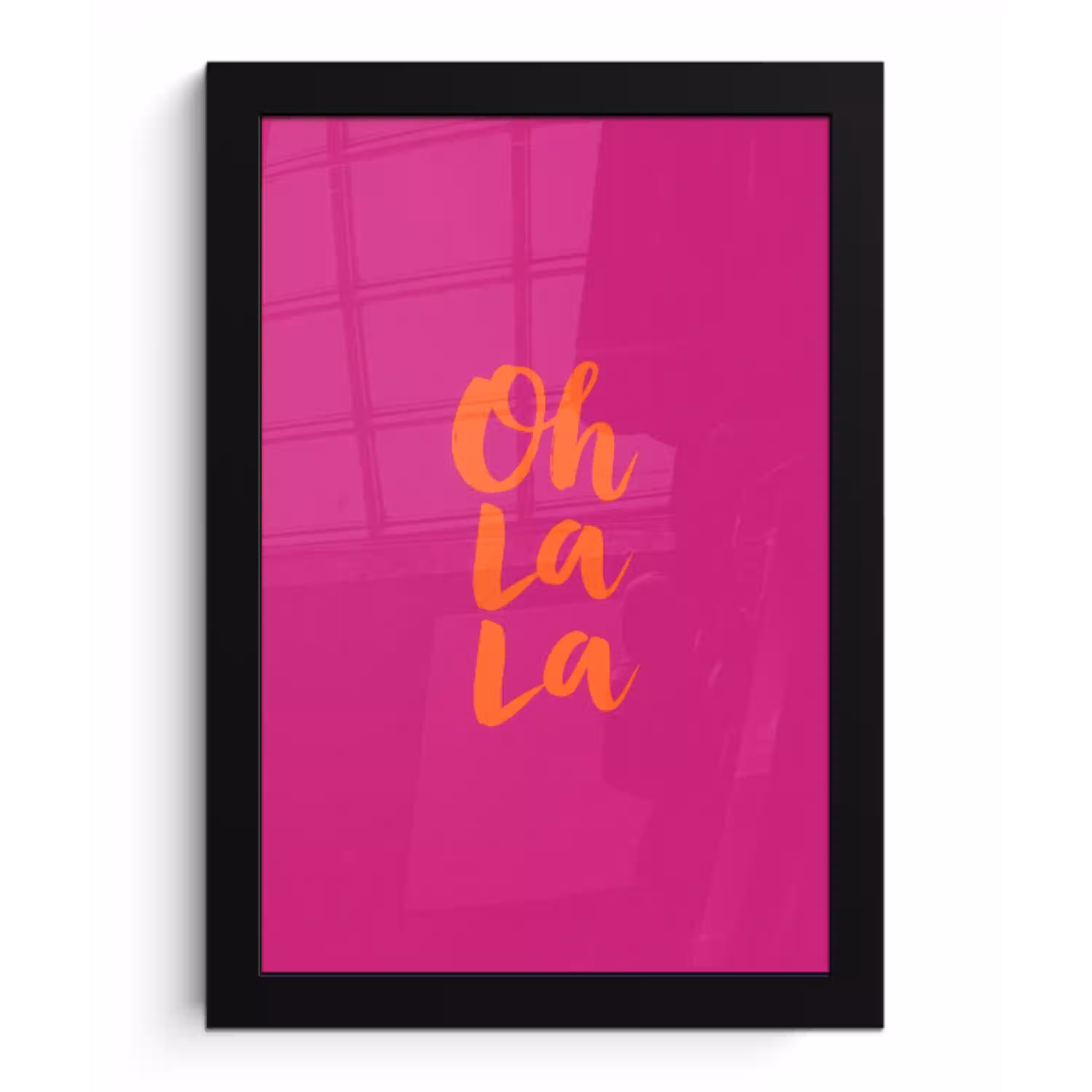 Oh la la - Roze - Oranje - Minimalistisch fotolijst zwart zonder passe partout klein -3d
