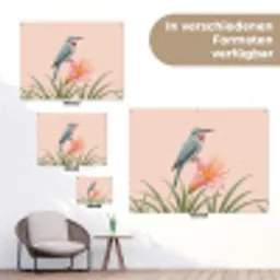 Vogel - Bloem - Natuur - Roze tuinposter los doek klein -Xsfeer9_DE